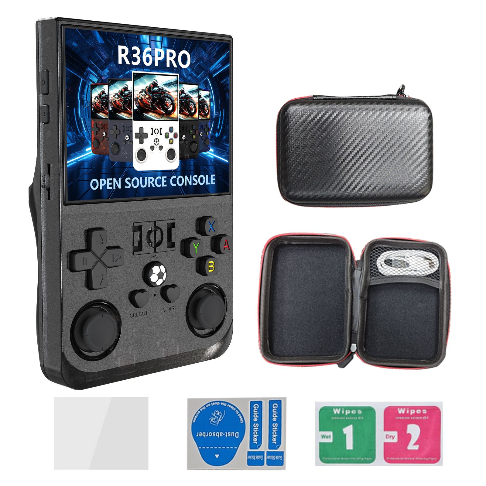 R36PRO open source handheld game machine portable retro GBA arcade PSP double rocker handheld touch screen (send 64G memory card)