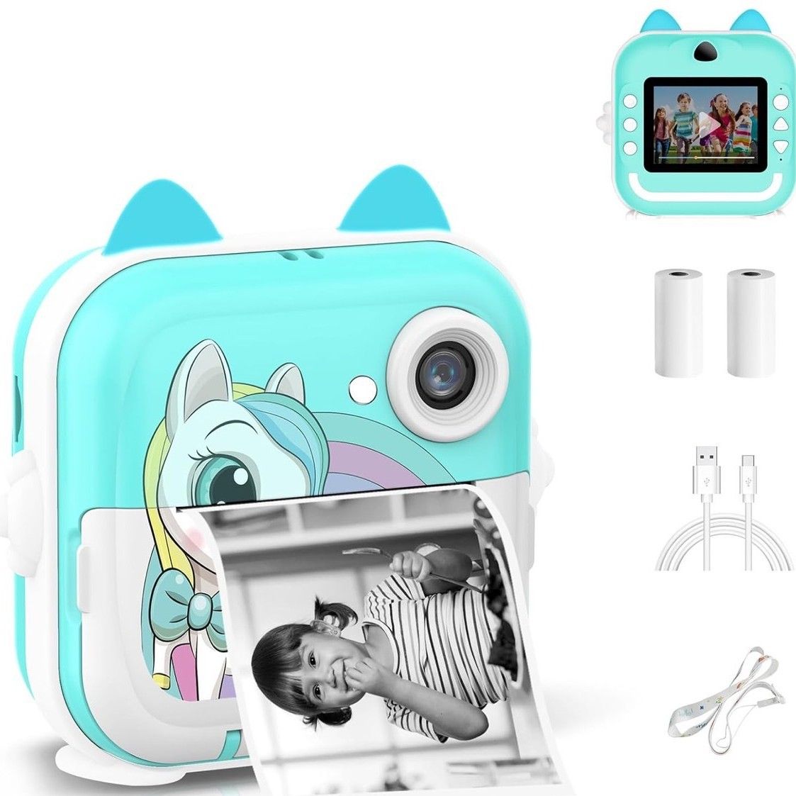 The new children's camera polaroid instant printable camera HD digital photography can be connected to the mobile APP to print cartoon children's toy camera birthday and holiday gifts.