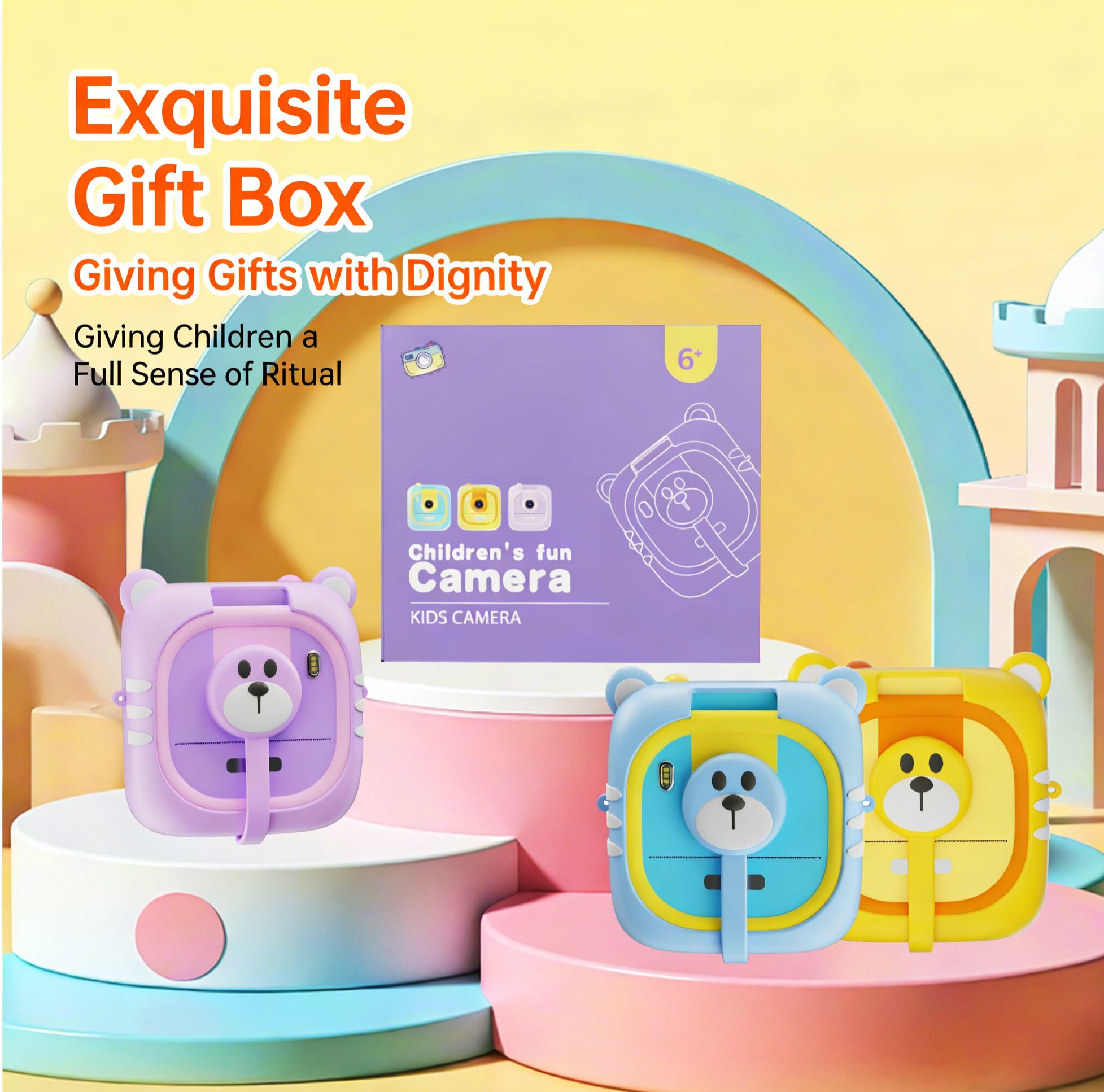 New children's camera polaroid digital flip lens mini instant color printing camera children's toys birthday gift.