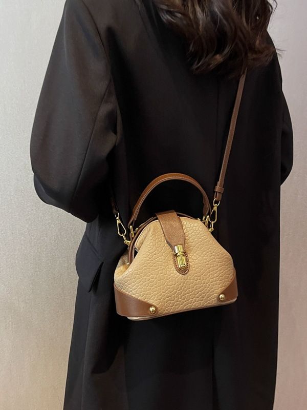 New handbag fashion color matching printed handbag Joker shoulder retro messenger bag mini bag suitable for daily leisure commuting party.