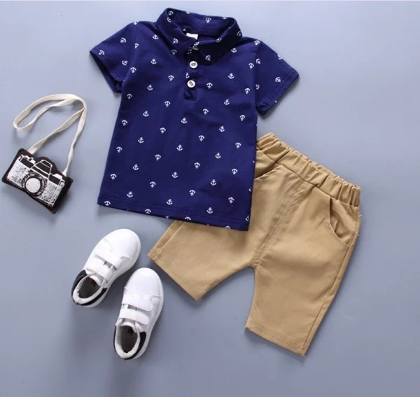 Buy 1 get 1 Summer Baby Clothing Set for Boys Tracksuit Kids Clothes T-shirt +Short 2PCS Set Cartoon Moustache Baby Sport Suit White 12M