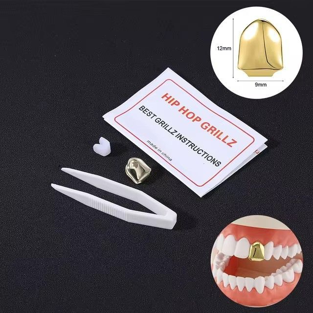Gold Trendy Rock Rapper Hip Hop Grillz Caps Mold Top & Bottom Grill Body Jewelry Single Teeth Silver