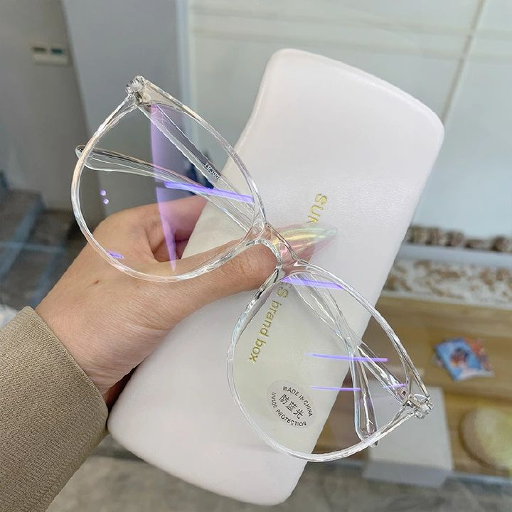 Transparent Computer Glasses Frame Women Men Anti Blue Light Eyewear Blocking Glasses Optical Spectacle Eyeglass Eyewear Frames Pink 14.6*5.6cm
