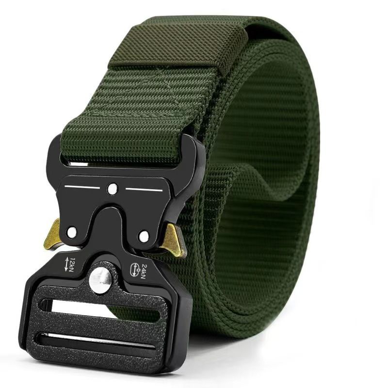 Men's Belt Army Outdoor Hunting Tactical Multi Function Combat Survival High Quality Marine Corps Canvas For Nylon Male Luxury Red Button Black one size