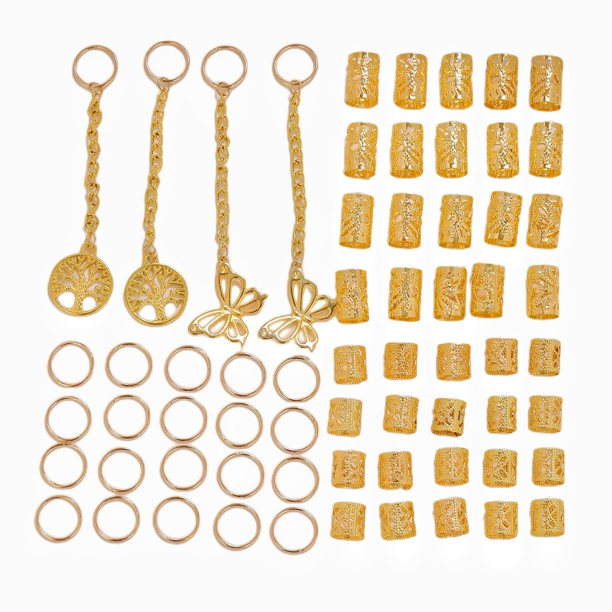 64PCS DIY wig dreadlocks accessories Reggae braid iron hollowed-out Sun hair extensions decorative hair fasteners