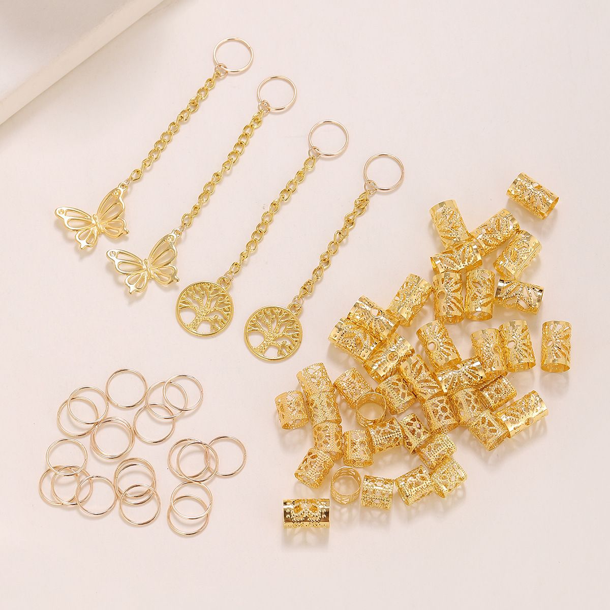 64PCS DIY wig dreadlocks accessories Reggae braid iron hollowed-out Sun hair extensions decorative hair fasteners