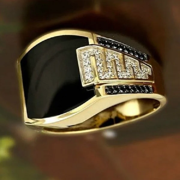 Men 'S Ring Vintage Elegant Gold Rings Black Oil Drop Hip hop ring For Engagement Jewelry Wedding Banquet Gift Silver 6
