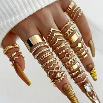 30pcs Elegant Stacking Rings Trendy Infinity Chain Knot Design Inlaid Rhinestone Golden Or Silvery Make Your Call Match Daily Outfits Party Accessories