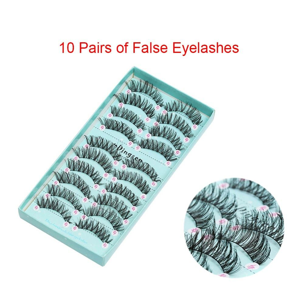 10 Pairs Natural Soft Imported Silk Protein Cross Long Messy Eye Lash Extension Cosmetic Tool False Eyelashes