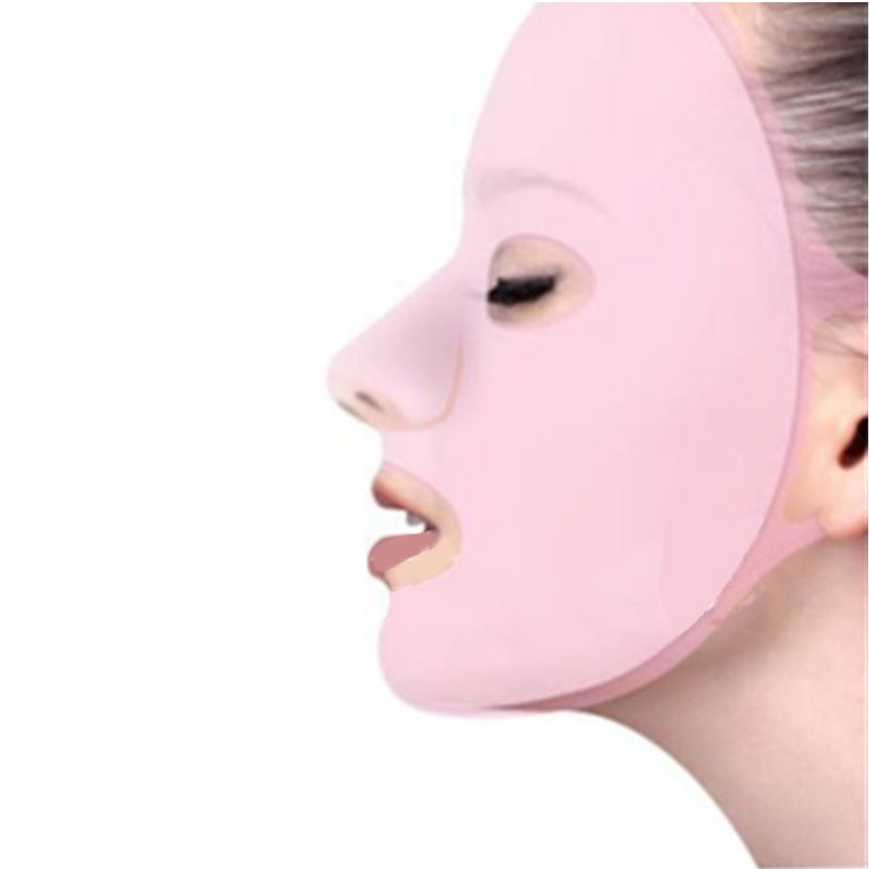 Silicone Face Mask Reusable Moisturizing Lifting Firming Anti Wrinkle V Shape Face Firming Gel Sheet Mask Ear Fixed Skin Care White