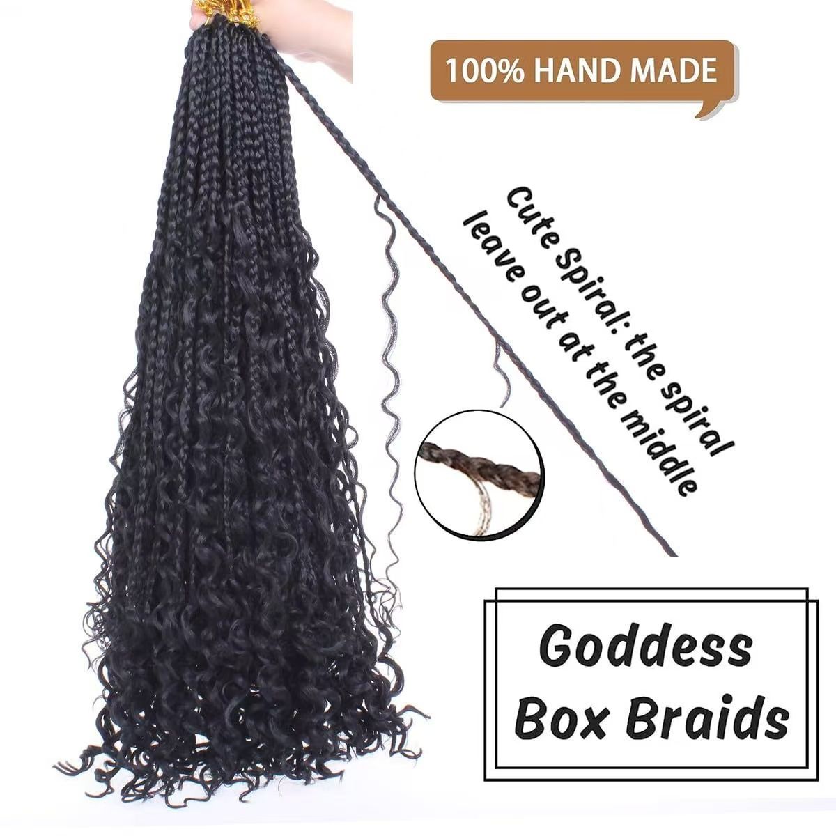 Goddess Boho Box Braids 14 inches 16 pieces three-strand braids princess European and American style dreadlocks color 1 medium lenght