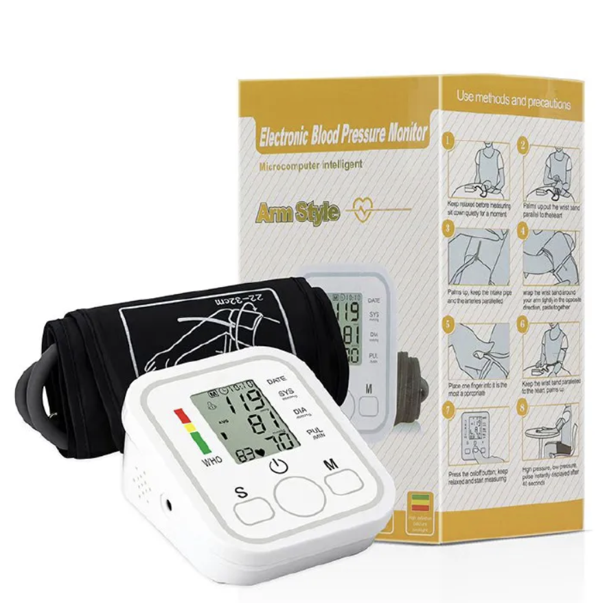 Upper Arm Electronic Blood Pressure Machine Monitor, Cuff with 22-52CM Wide-Range，Electric High Blood bp Irregula 99x2 Sets Memoery for Home Use -USB or Battery Plugged (No Battery) (Large) White One