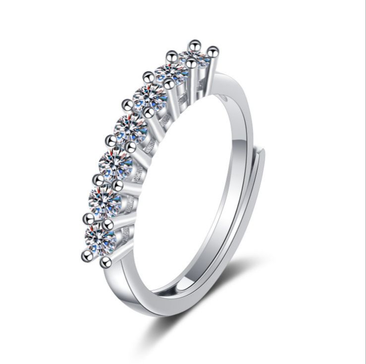 Classic Diamond Ring Jewelry Ladies Classical Wedding Engagement Ring Gift Silver adjustable Platinum Adjustable