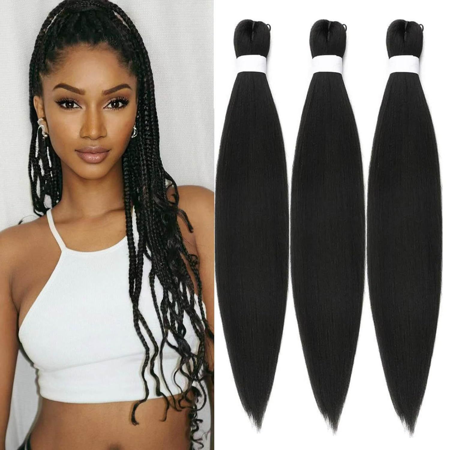 Wholesale Pre-Stretched Braiding Hair Ombre Color Synthetic Extensions EZ Pre-Stretched Braiding Layered End Easy Braids Single 1B 16 inch