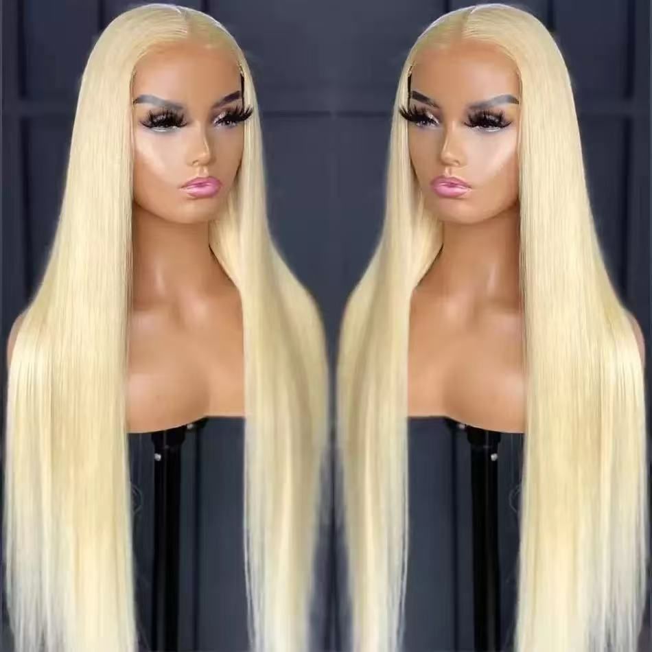Lace Front Wig Human Hair Blonde - HD Transparent Lace Front Wigs Human Hair 180% Density Blonde Glueless Wigs Human Hair, HD Straight Lace Frontal Wigs Human Hair Pre Plucked Creamy White 20 inch
