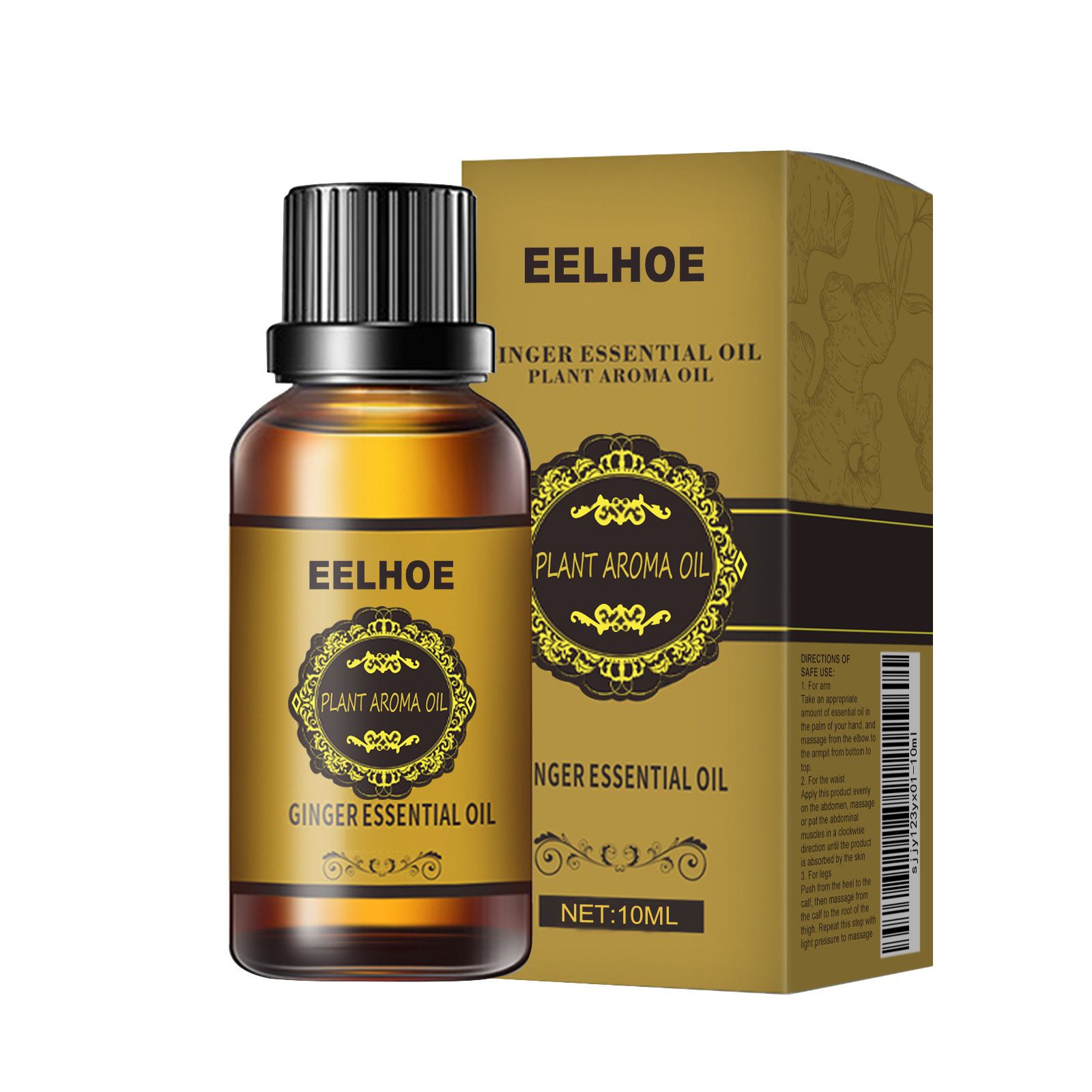 Ginger Slimming Essential Oil, firming and tightening the abdomen, reducing the belly, shaping the thighs and hands of excess fat, natural plant extracts, massage use Yellow 10ml