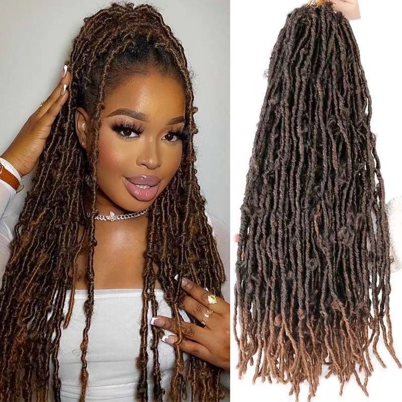 European and American wig Butterfly Locs Crochet Braids Hair 24inch butterfly curly wig color 1 long