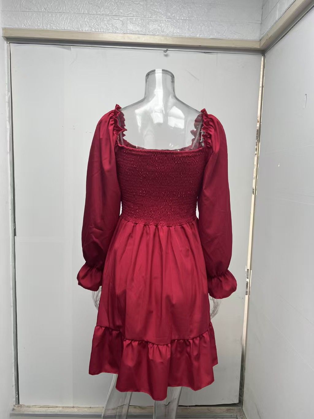 Women's Long Sleeve Ruffle Boho Short Dress