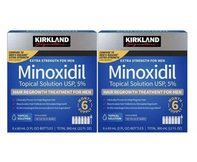 Kirkland Minoxidil 5% Extra Strength Hair Regrowth 1 Month with free dropper