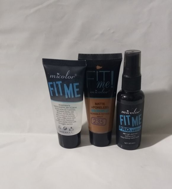 Micolor 3 pcs Fit Me Primer + Pro. Setting Spray Fixer + foundation