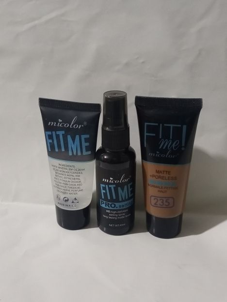 Micolor 3 pcs Fit Me Primer + Pro. Setting Spray Fixer + foundation