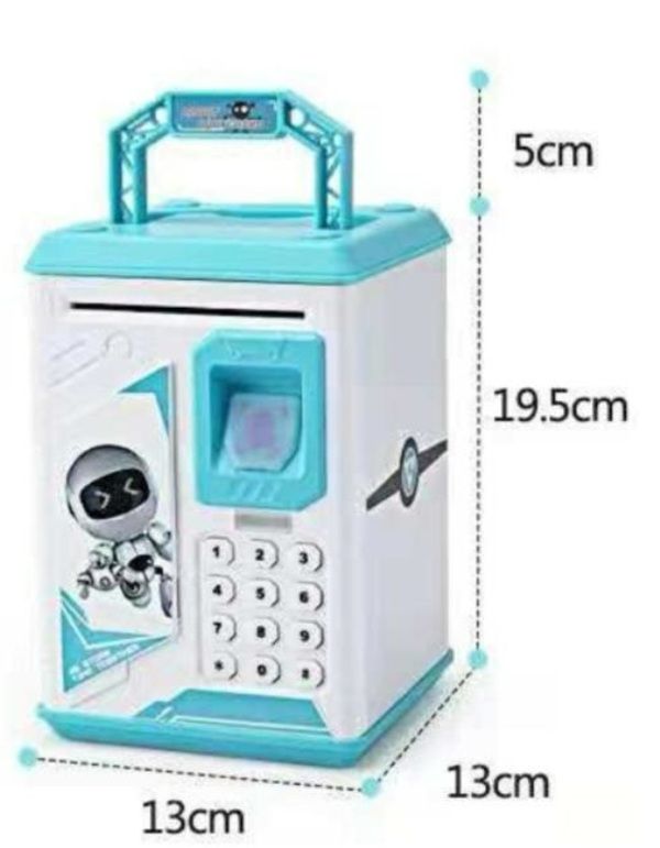Kids Electronic Piggy Bank, Mini ATM Piggy Bank for Real Money, Piggy Bank for Boys Girls Toy, Auto Scroll Paper Money Saving Box with Face & Fingerprint Recognition, Password, Lock