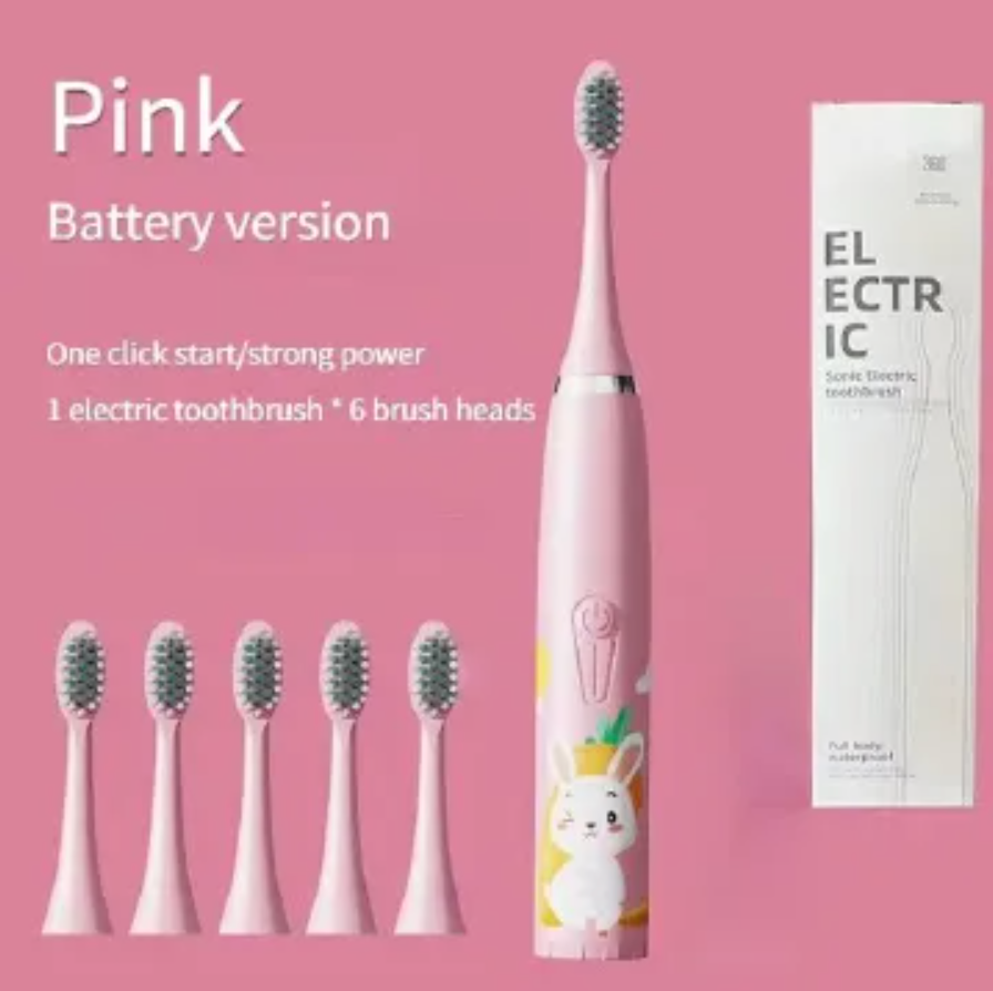 Colorful Cute Cartoon Design Ultrasonic Electric Toothbrush Slim Smart Kids Electric Toothbrush With Replacement Heads