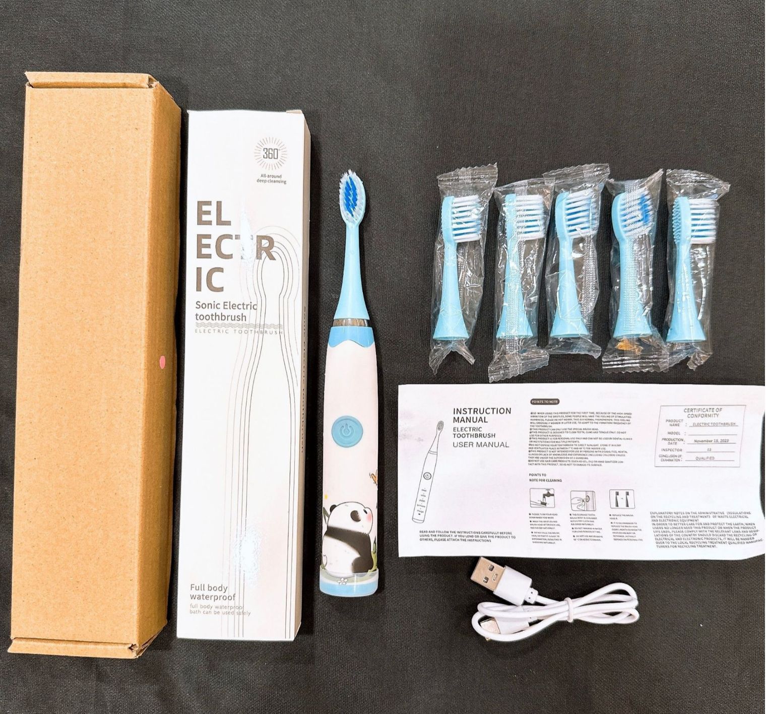 Colorful Cute Cartoon Design Ultrasonic Electric Toothbrush Slim Smart Kids Electric Toothbrush With Replacement Heads