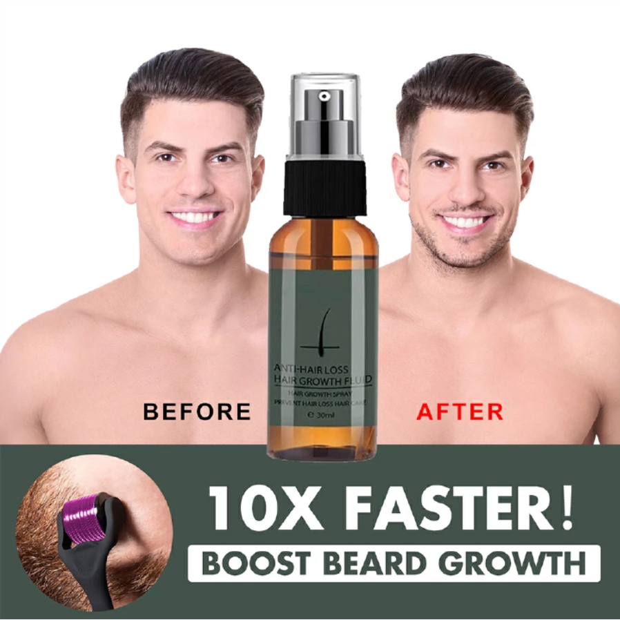 Men Beard Growth Roller Set Beard Growth Kit Men's Beard Growth Essence Nourishing Enhancer Beard Oil Spray Beard Care Set