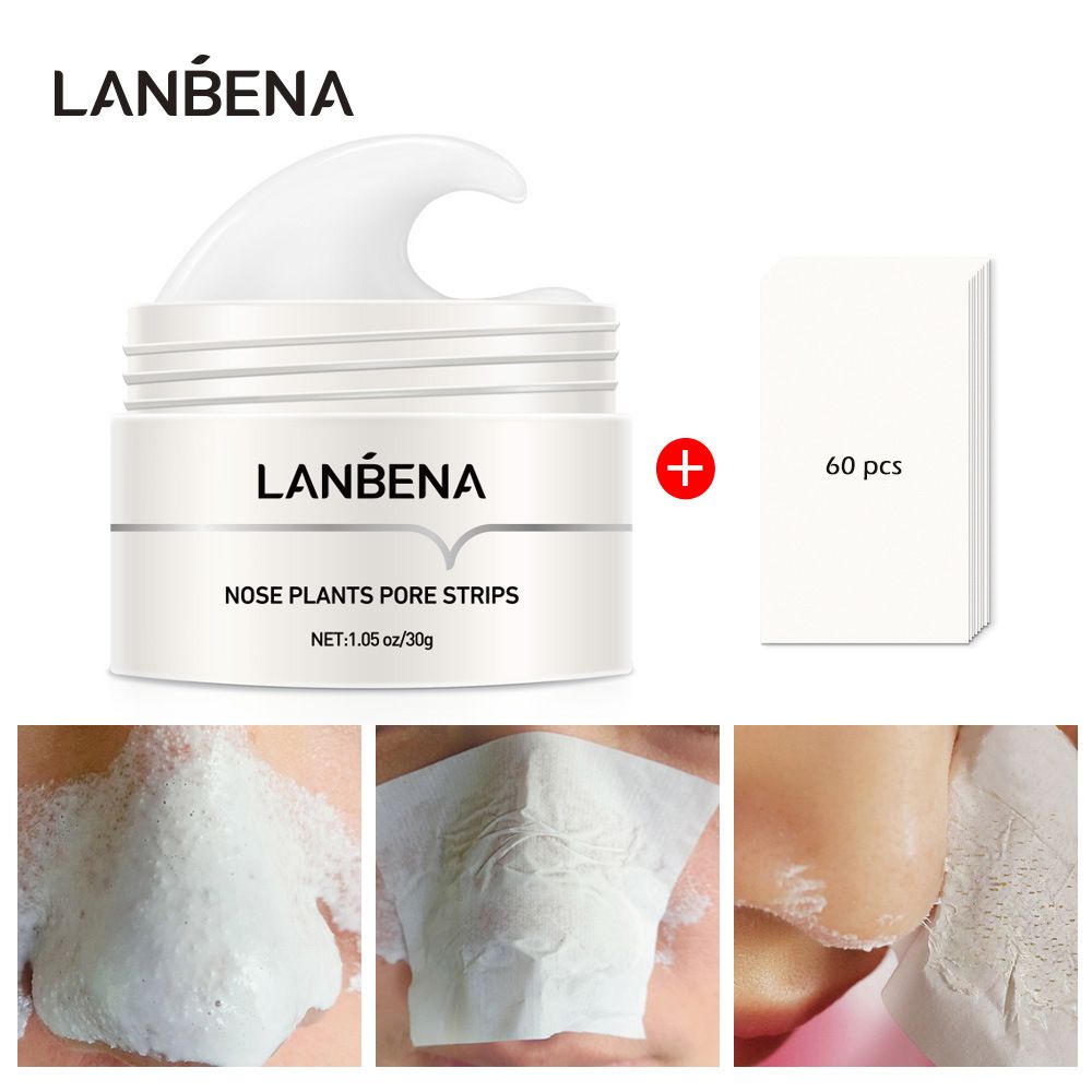 LANBENA Blue Beina Black Nose Mask with 60 sheets of paper to absorb black head and tear off acne