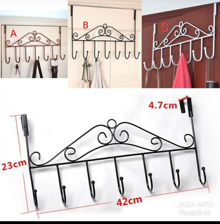 HIGH QUALITY GENERIC STRONG Over the Door Hanger Punch-free Clothes Hat Bag Hook for Kitchen Bathroom Towel Hook Key Holder Metal Hanger Bracket 7 Hooks!!!!!!!!!!!!!!!!!!!