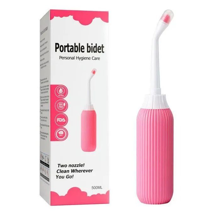 NEW Unisex Portable Travel Bidet with Bag, TPE Material Can Be Boiled, 17oz/500ml with 2 Sealing Rings, Essentials for Postpartum Perineal Care, Hemorrhoid Treatment, and Baby