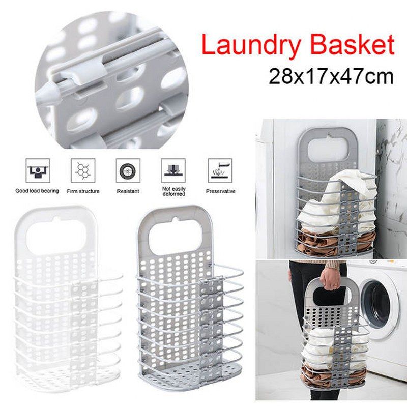 Foldable laundry basket now available ,Keep your space tidy with this foldable laundry basket, available in gray and white, measuring 28x17x47cm—perfect for compact, stylish storage