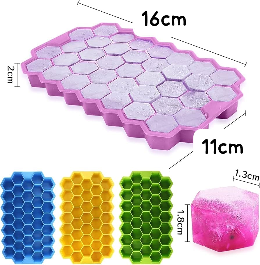 37 Grids Silicon Ice Cube Maker Tray + Top Cover..Product Name: Honeycomb Ice Cube Maker Tray Material: Food grade silicon Product features: soft and easy to demould Durable Space Saving Use: Silicone