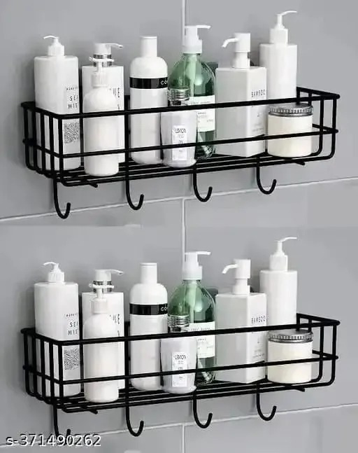 Bathroom Shelf Shower Shelves Shampoo Storage Rack Kitchen Storage Holder Punch-Free Wall Mounted Organizer Bathroom Accessories
