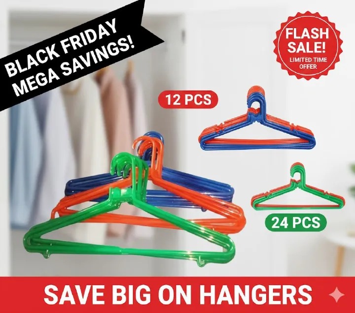 NEW ARRIVALS🔥🔥🔥Generic Heavy Duty Non-Slip Plastic Clothes Hangers – Durable Grey Wardrobe Organizers (3/6/12 Pcs) NOW AVAILABLE!!!!!