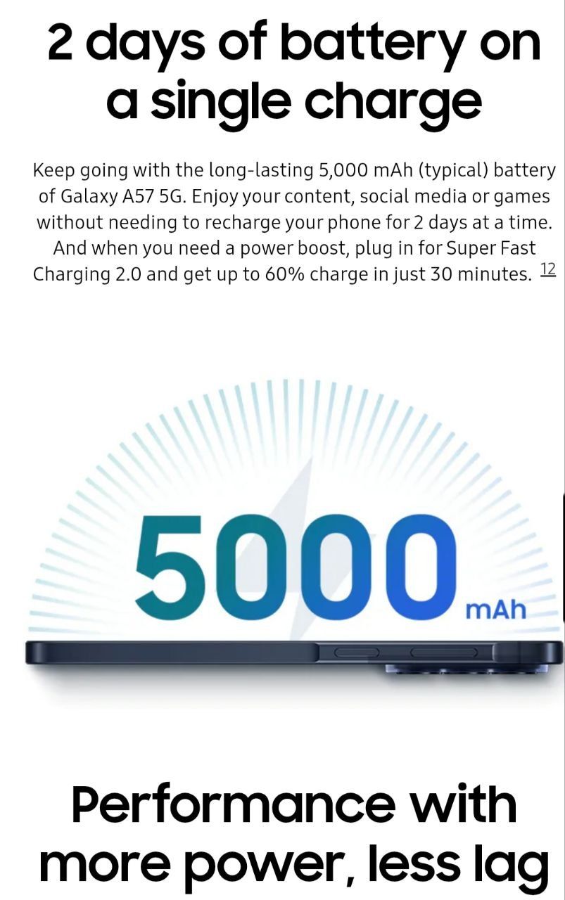 Samsung Galaxy A57 5G 128GB/256GB Get a free charger, earphones and cover with the purchase.