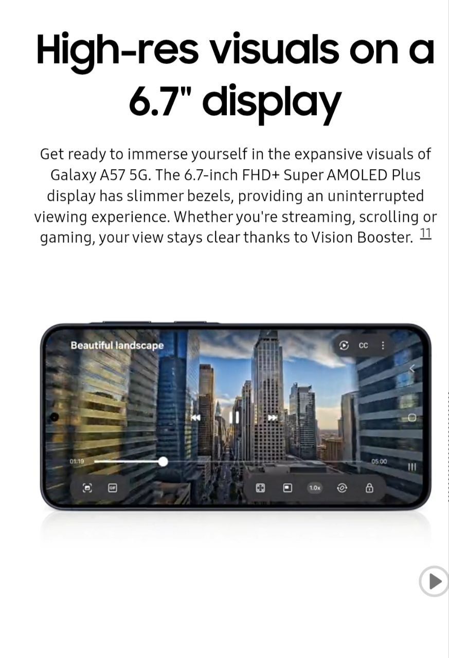 Samsung Galaxy A57 5G 128GB/256GB Get a free charger, earphones and cover with the purchase.