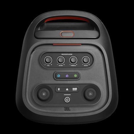 JBL PartyBox Stage 320. Party from dusk till dawn with up to 18 hours of play time on a single charge.