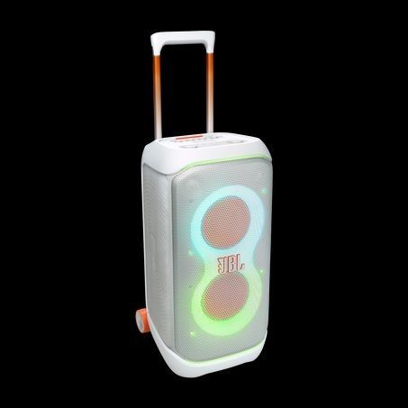JBL PartyBox Stage 320. Party from dusk till dawn with up to 18 hours of play time on a single charge.