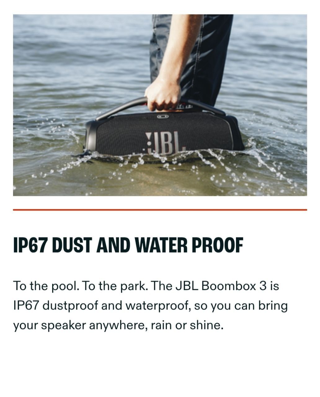 JBL Boombox 3 - Original JBL has been redesigned inside too, added with a new subwoofer unleashing much deeper bass and massive JBL Original Pro Sound, all with lower distortion.