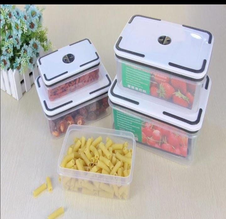 5 in 1 Food / Vegetable / Cereals / Fruits Storage Containers with Lids for Fridge, Cabinet & Kitchen Organizer – Airtight, Stackable, BPA-Free Food Storage Set