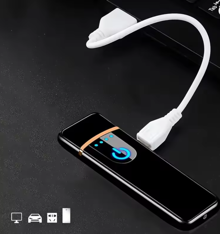 USB Rechargeable Touch-Sensitive Windproof Cigarette Lighter – Flameless Electric Lighter for Outdoor & Indoor Use