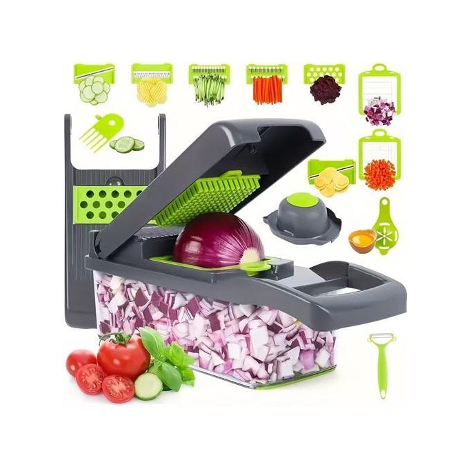 CRAZY OFFER😶‍🌫️16 in 1 multifunctional vegetable chopper handle, food grinder, vegetable slicer, vegetable slicer, kitchen supplies slicer, peeler🎉equipped with a hand guard to keep your hands away