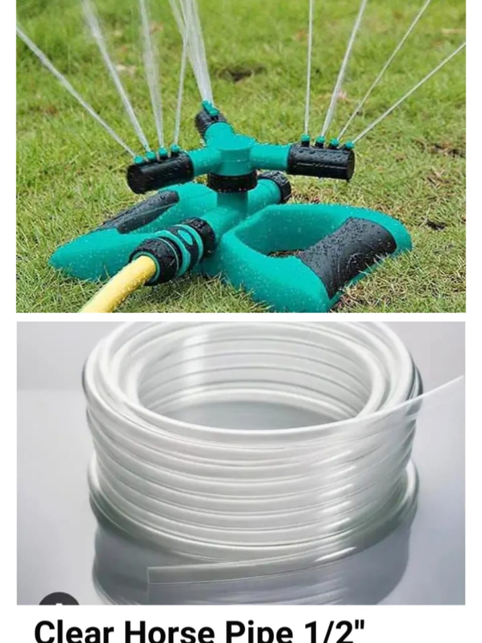 ON STOCK😶‍🌫️Sprinkler Arm Revolving Sprinkler Plastic 3 Arm Rotatory Sprinkler Heavy Duty Hose Pipe Connector Sprinkler 3 Arm 360 Auto-Rotating PLUS CLEAR HORSE PIPE 1/2'''60-FT PVC 🎇