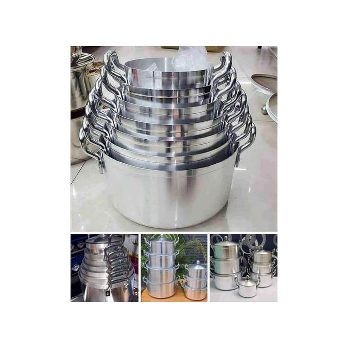 HEAVY DUTY🦋14pcs Aluminum Cookware Set or Stainless Sufurias Set with Lids- durable and functional🎇made of high-quality aluminum encapsulated in the base. This ensures rapid and even heating, guaran