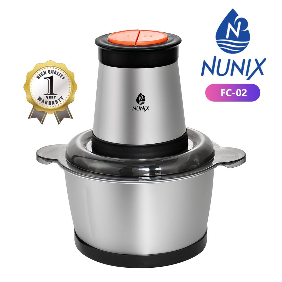 NEW INN🎀Nunix 2L Electric Food Chopper & Blender - 1000W Powerful Food Processor with 2-Speed Settings, Stainless Steel Blades for Meat, Vegetables, Fruits,Nuts - Multi-Function Kitchen Appliance🦋