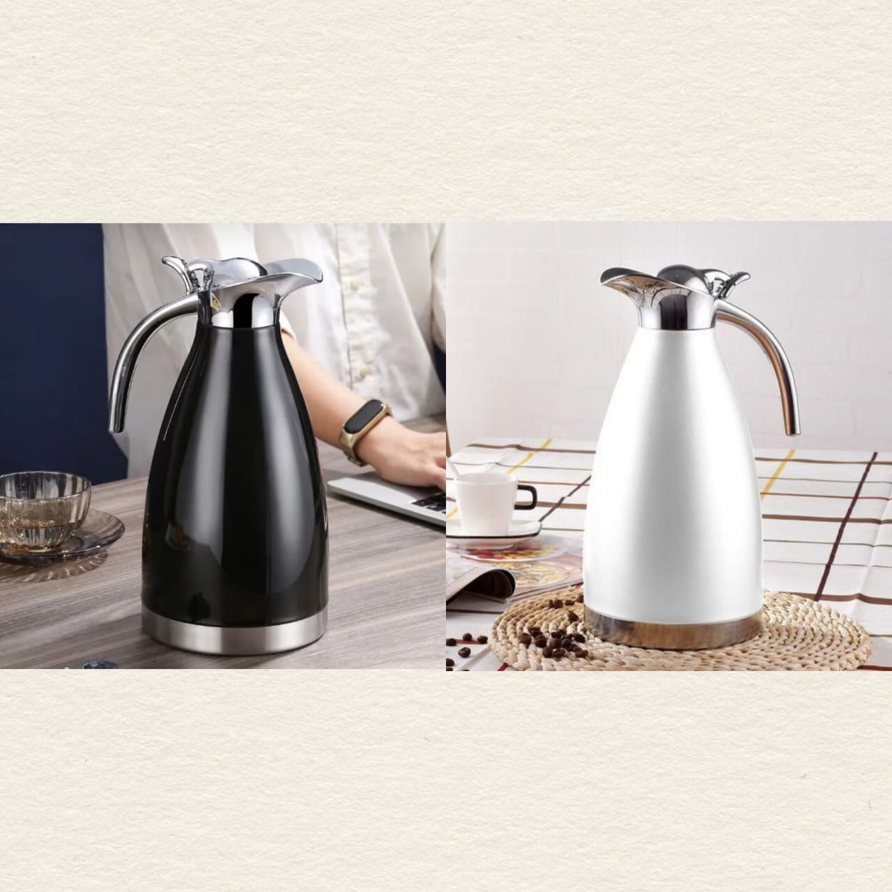 🎇Nice One Stainless Steel Vacuum Flask High-Quality Thermos - 2.0L 🦋keep your coffee hot during long meetings or your water cold during a picnic, this vacuum flask is up to the task. The double-wall