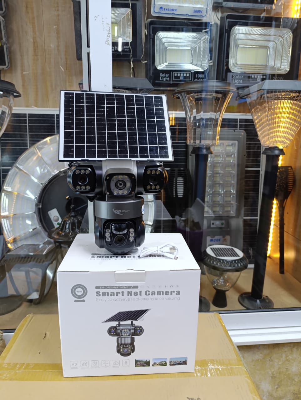 Triple Lens 4G PTZ Solar CCTV Camera with Three Screens🔥💥* Solar
* 4G supports Safaricom, Airtel Simcards.
* Two way Audio.
* 3 Remote viewing Surveillance 
* Motion Tracking 
* V380 Pro App 
* Late