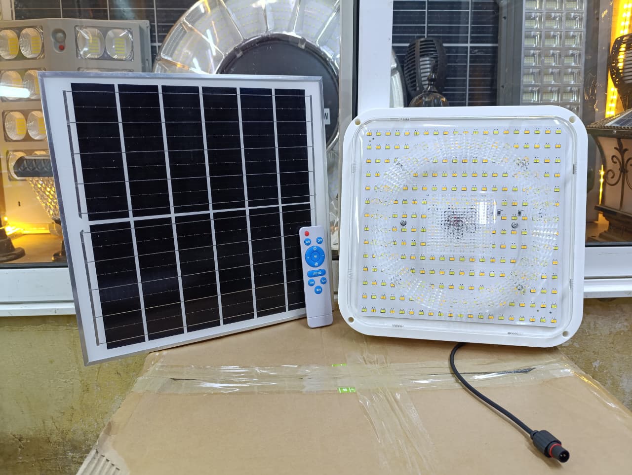 😶‍🌫️800Watts Solar Lights Indoor Outdoor Ceiling Light with Remote, Dusk to Dawn🎇equipped with high-power lamp beads, which is brighter than ordinary solar outdoor lights. Whether you need soft war